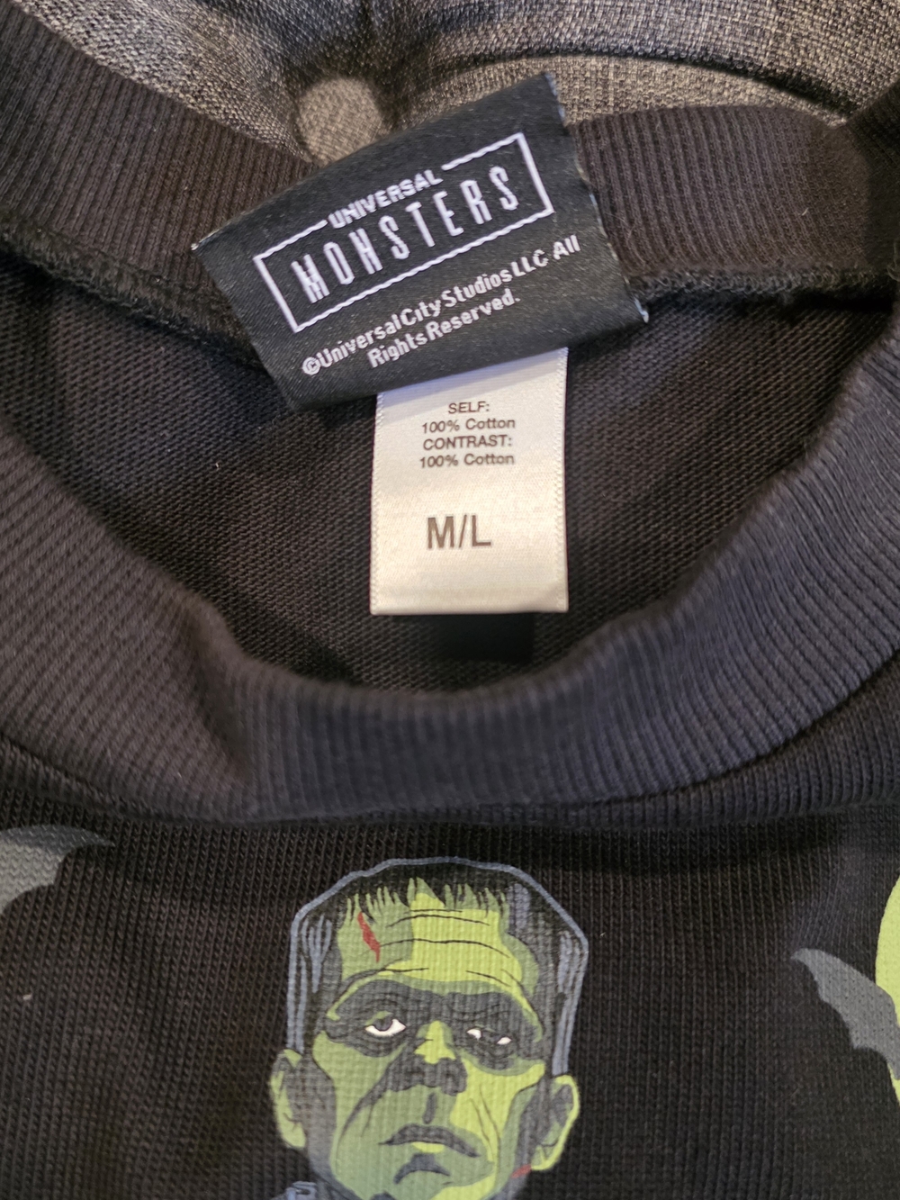 Universal Monsters Black Frankenstein Graphic Knit Top M/L - Picture 3 of 5
